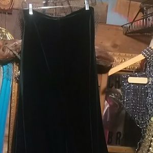 Green velveteen floor length skirt